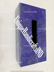 Tissue Box in White Marble with Blue Lapis Lazuli Overlay Work / Stone Tissue Box /Bathroom Accessories in Marble Box for Hotel & Restaurant Unique Handicrafts IND