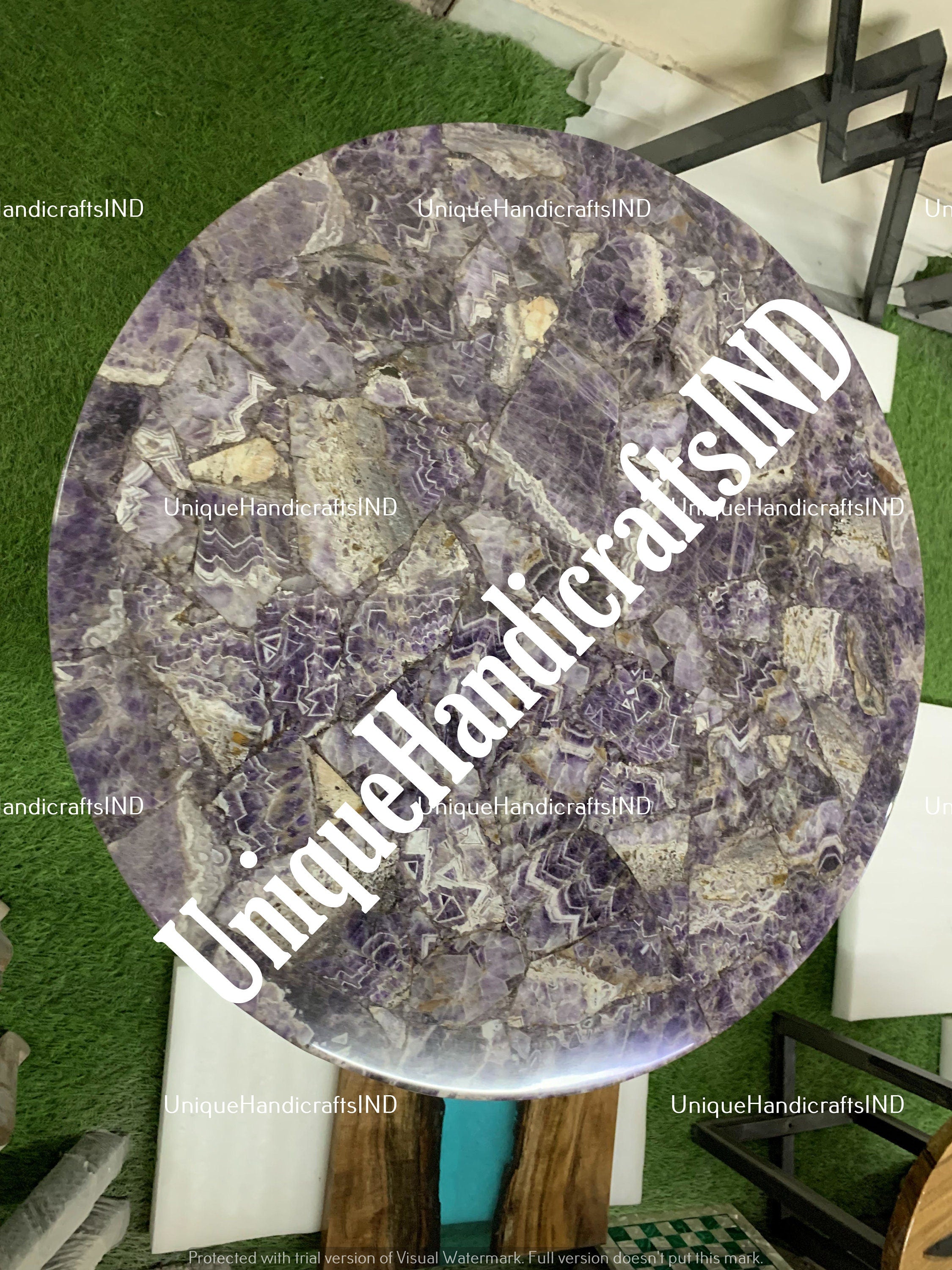 Buy Amethyst Coffee Round Table | Amethyst Living Room Furniture | Round Dining Table | Round Center Table Top Unique Handicrafts IND