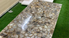 Agate Natural Stone Counter Dining Center Table Top Slab with Overhang , Agate Slab For Kitchen, Buffet Table, Dinning Table Unique Handicrafts IND