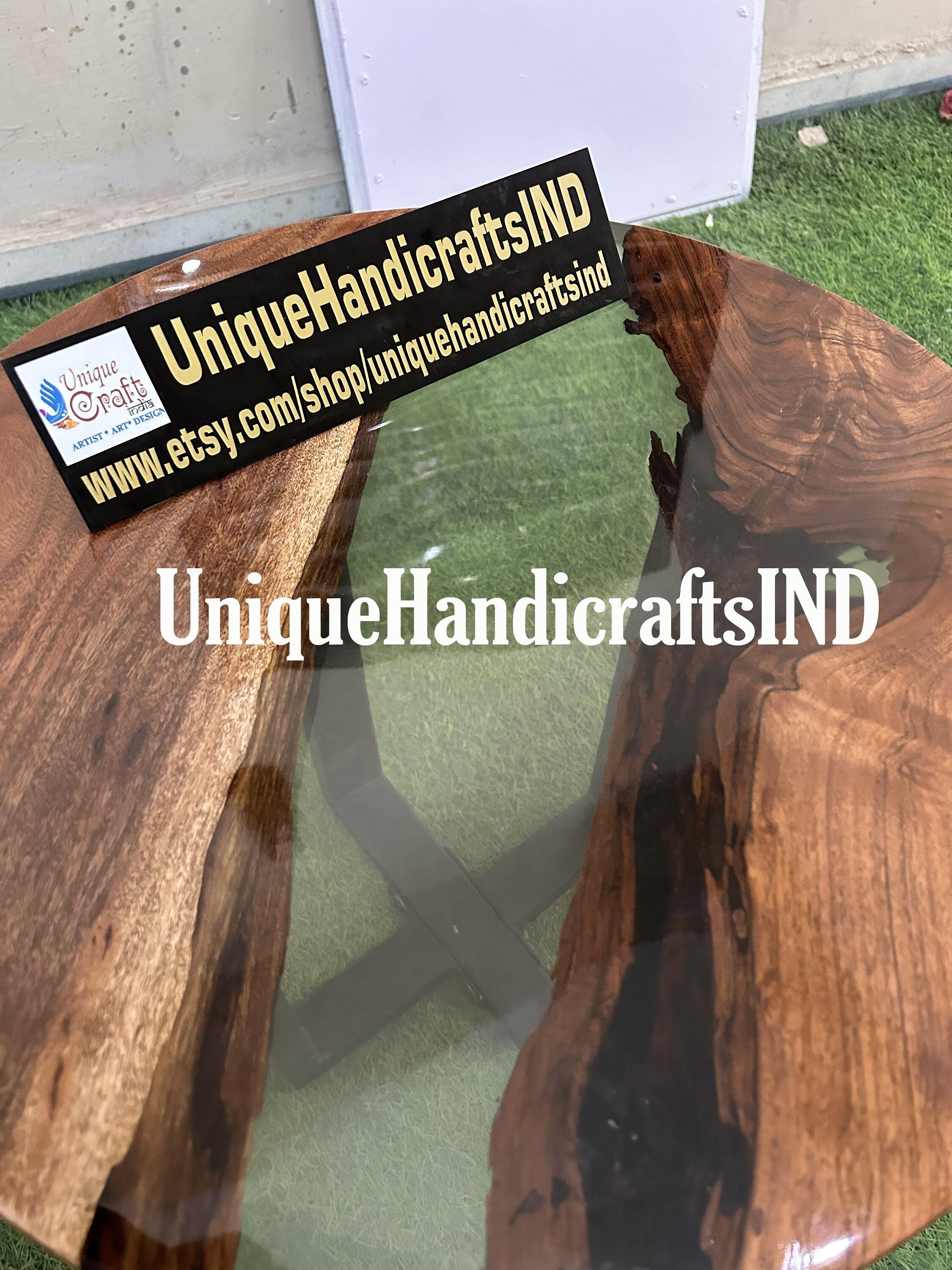 Ultra Clear Resin Epoxy Table, Coffee Table, Wooden Table, Clear Epoxy Table, River Epoxy Wood Table, Hand Made Table, Live Edge Table Unique Handicrafts IND