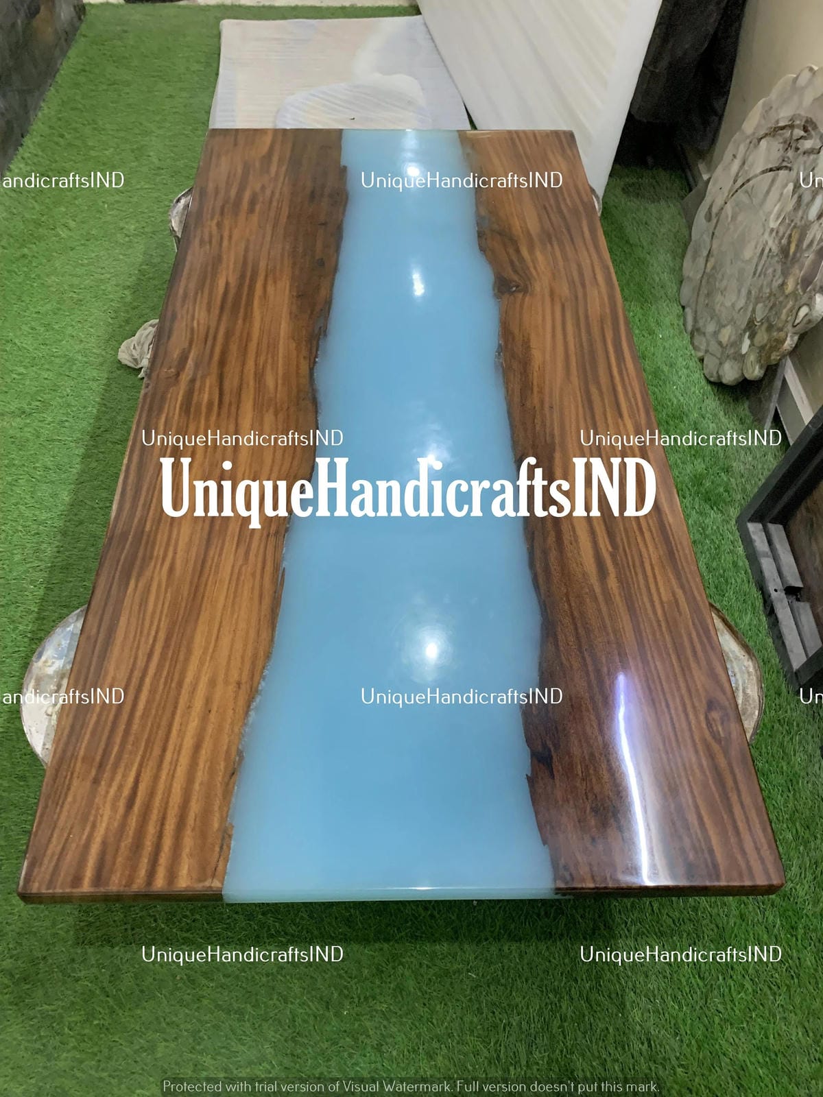 Blue Epoxy table, Illuminated Countertops, Tabletops,Glowing table, Custom Table, Furniture , Resin Table, Coffee Table, Resin Table Top Unique Handicrafts IND