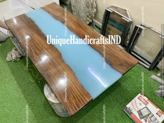 Blue Epoxy table, Illuminated Countertops, Tabletops,Glowing table, Custom Table, Furniture , Resin Table, Coffee Table, Resin Table Top Unique Handicrafts IND