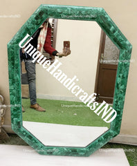 Natural Malachite Stone Wall Mirror Handmade Luxury Wall Hanging Mirror Living Room & Hallway Decors Gift for Her/Him Unique Handicrafts IND