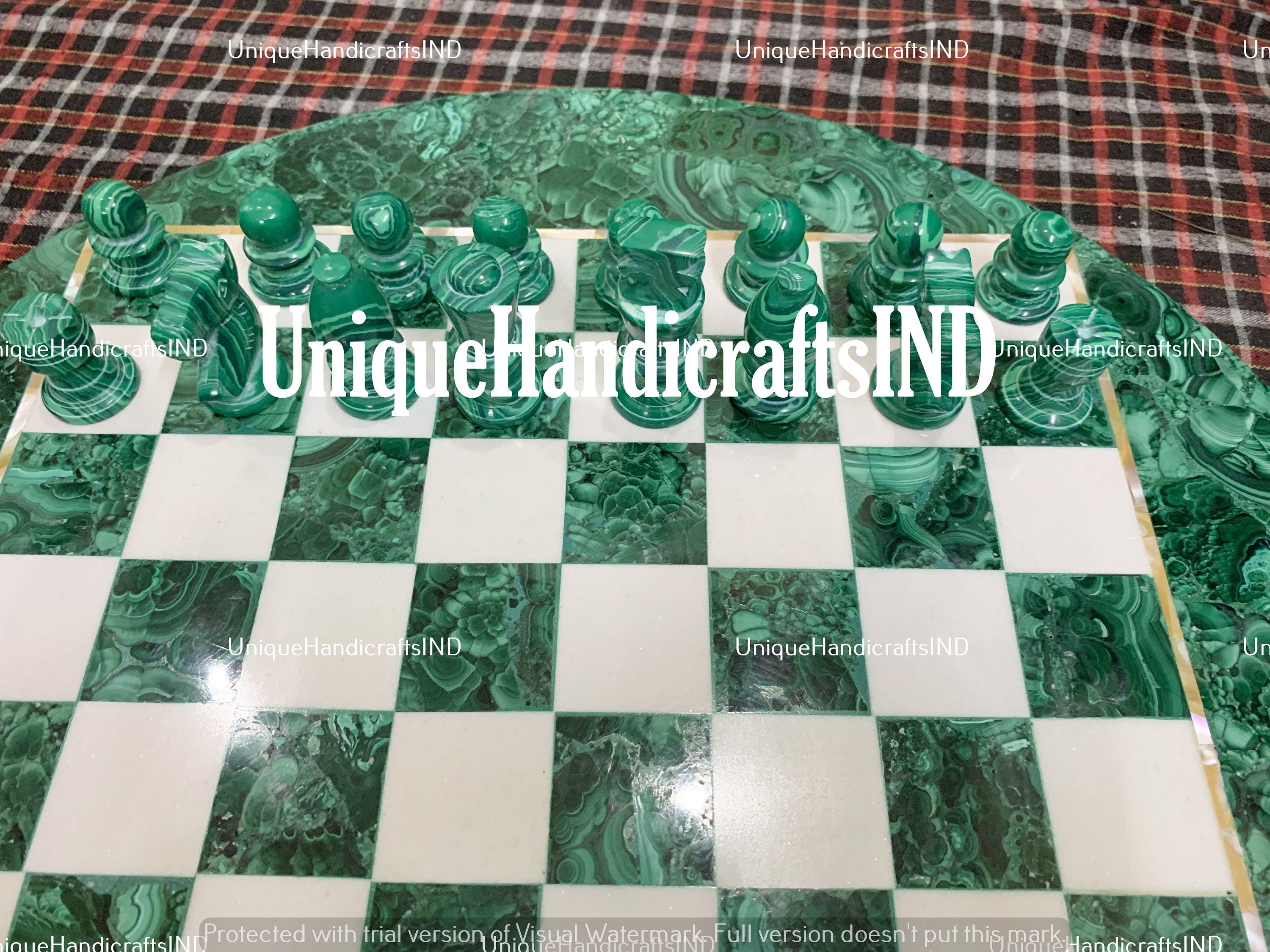 Christmas Gifts Malachite Marble Chess Board, Marble Handmade Malachite Chess Table Top Home Decor Gifts For Him Unique Handicrafts IND