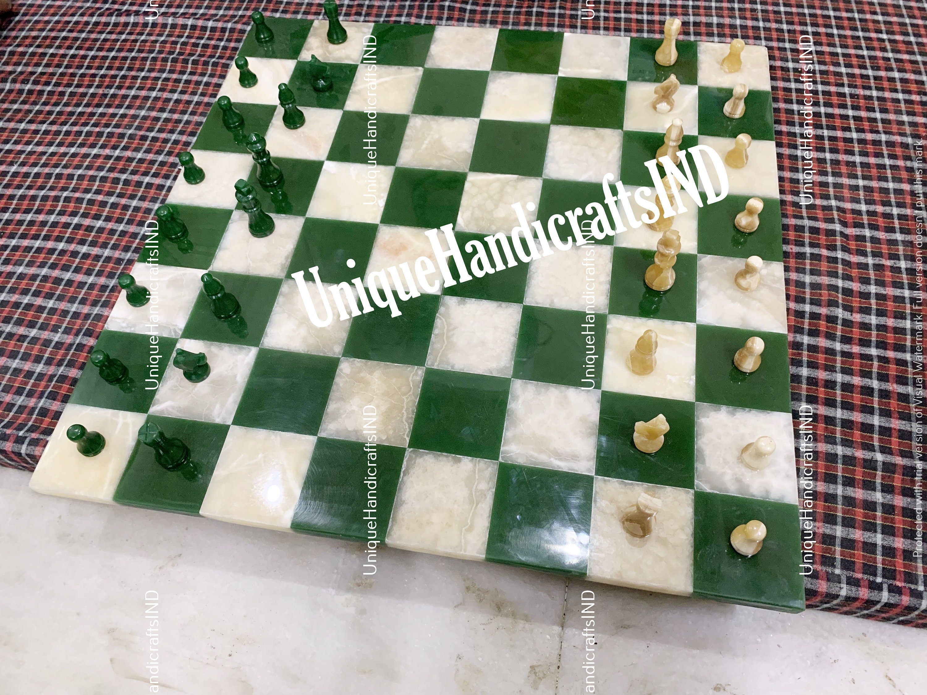 Handmade Green White Marble Chess Handicraft Item For Gift Home decor Antique Precious Items for center piece Gift for him Anniversary gift Unique Handicrafts IND