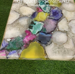 Agate Coffee Center Table Top / Mix Agate Dining Table / Stone Side Table / Living Room Furniture Home Decor Unique Handicrafts IND