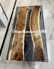 Custom Clear Epoxy Resin Dining Table | Handmade Live Edge Walnut Wood Table | Large Rustic Furniture for Your Home Unique Handicrafts IND