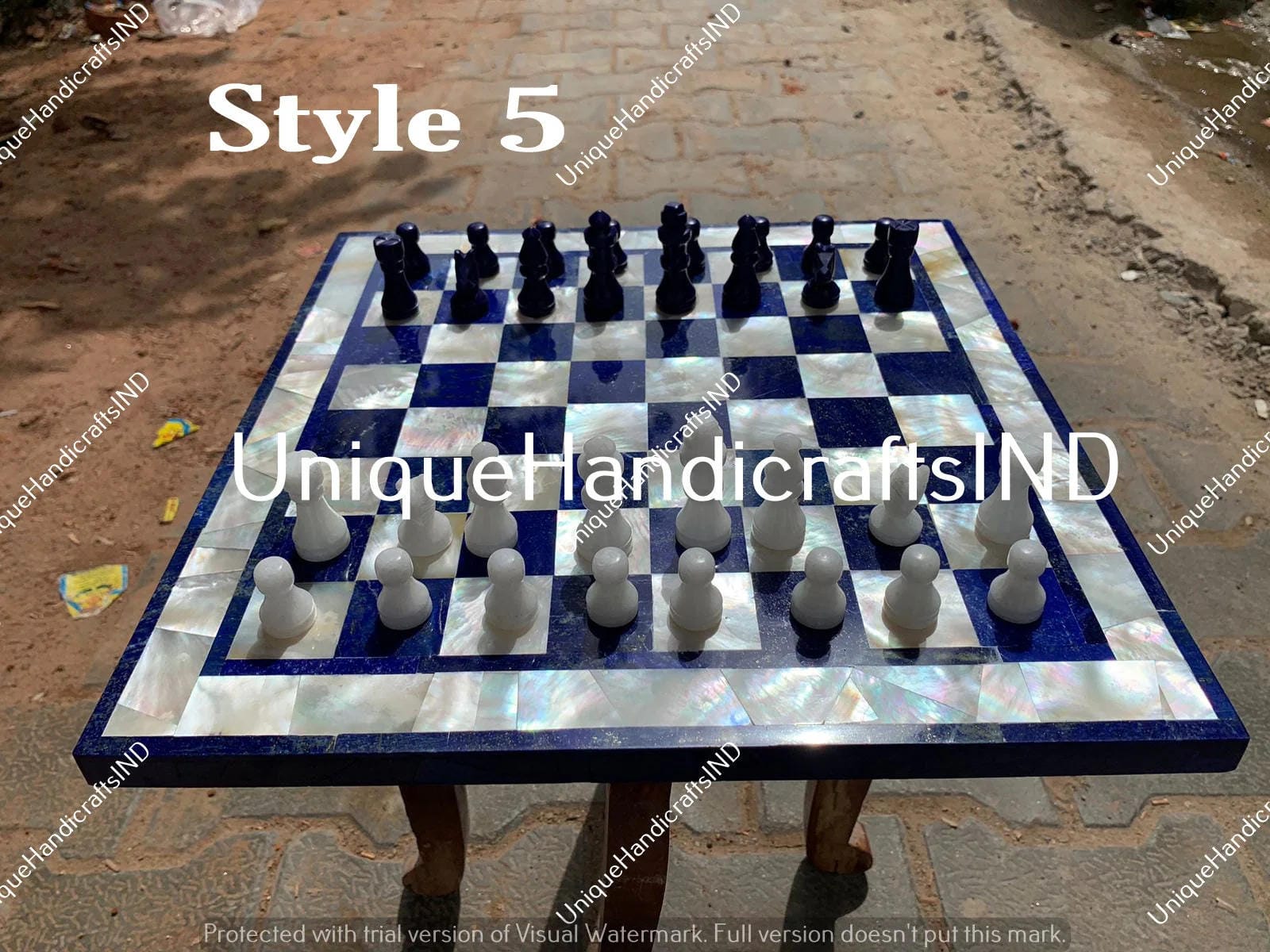 Father's Day Gifts Chess Set in Labradorite Gemstone, Stone inlay Art / Marble Handmade Chess Table Top For Fathers Day Gift Unique Handicrafts IND