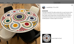 Kitchen & Dining Room Table Top Natural White Marble Table With Carnelian Semi Precious Stone Inlay Mosaic Art Handmade Furniture Decor Unique Handicrafts IND