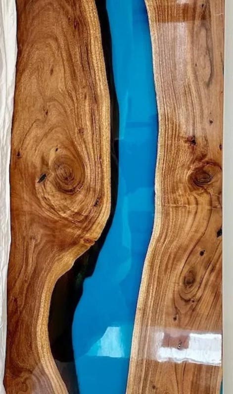 Epoxy Panel for Bed, Craft Wooden Blue Epoxy Bed Headboard, Bedroom Decor for Hotel, Epoxy Decor for Spa, Children room  Headboard Unique Handicrafts IND