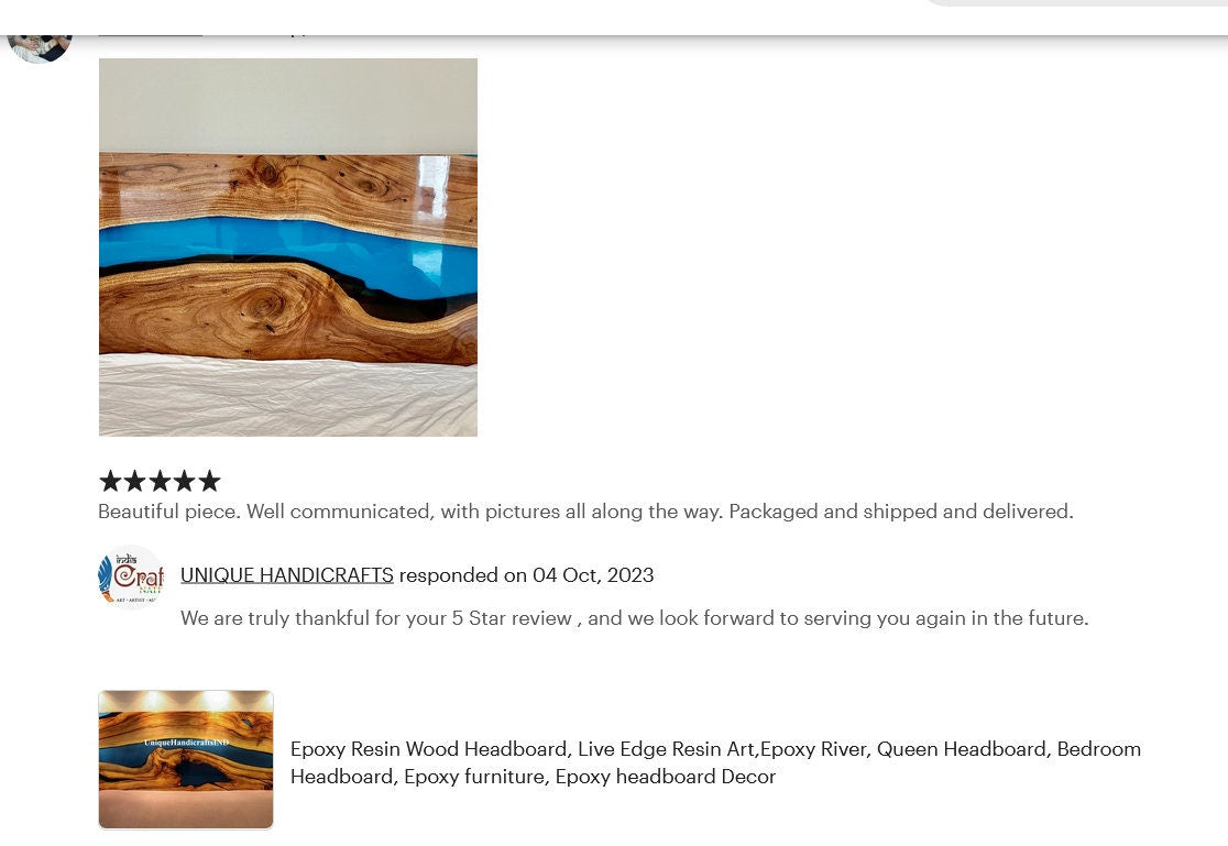 Epoxy Panel for Bed, Craft Wooden Blue Epoxy Bed Headboard, Bedroom Decor for Hotel, Epoxy Decor for Spa, Children room  Headboard Unique Handicrafts IND