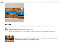 Epoxy Panel for Bed, Craft Wooden Blue Epoxy Bed Headboard, Bedroom Decor for Hotel, Epoxy Decor for Spa, Children room  Headboard Unique Handicrafts IND