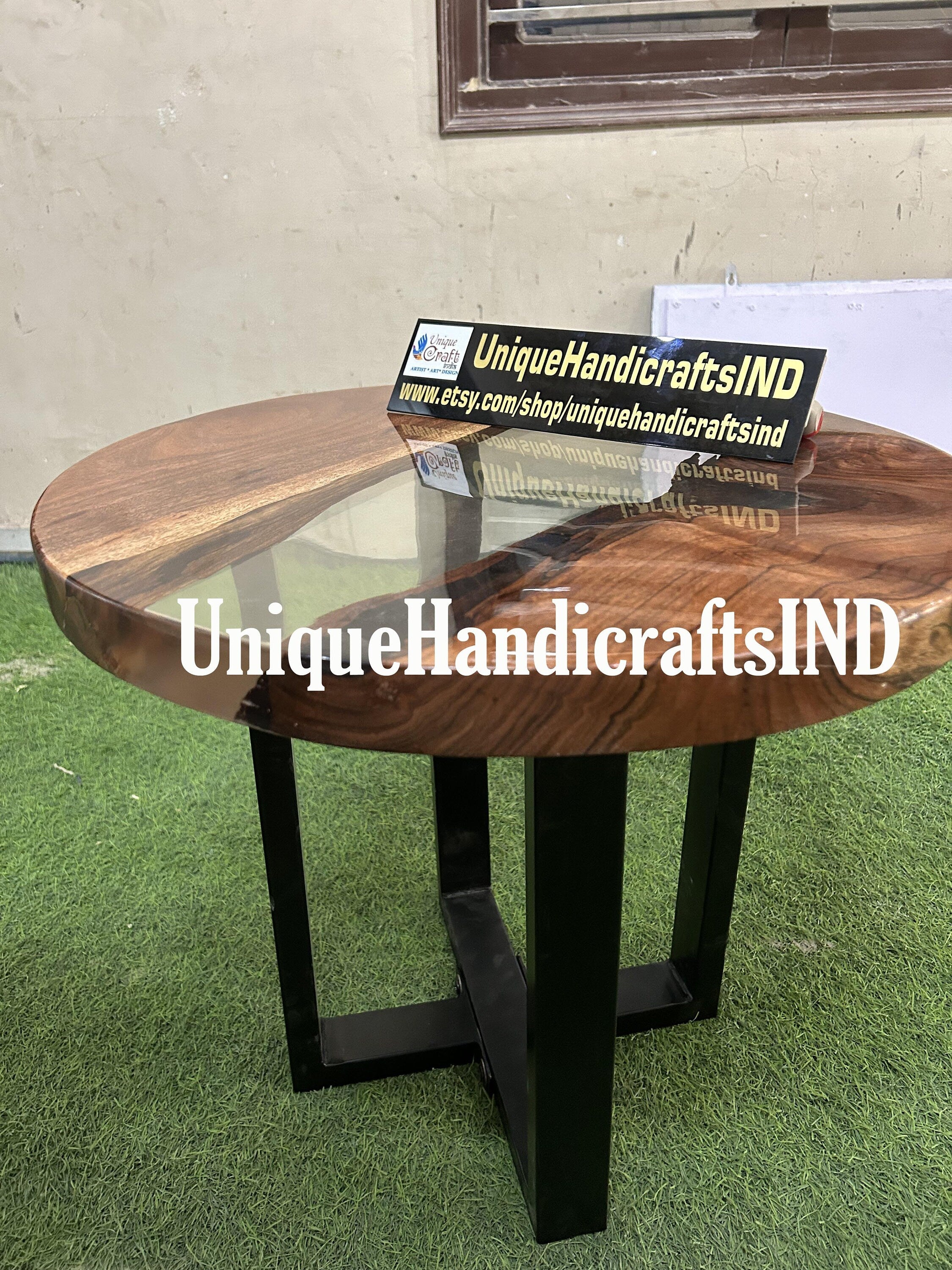 Ultra Clear Resin Epoxy Table, Coffee Table, Wooden Table, Clear Epoxy Table, River Epoxy Wood Table, Hand Made Table, Live Edge Table Unique Handicrafts IND