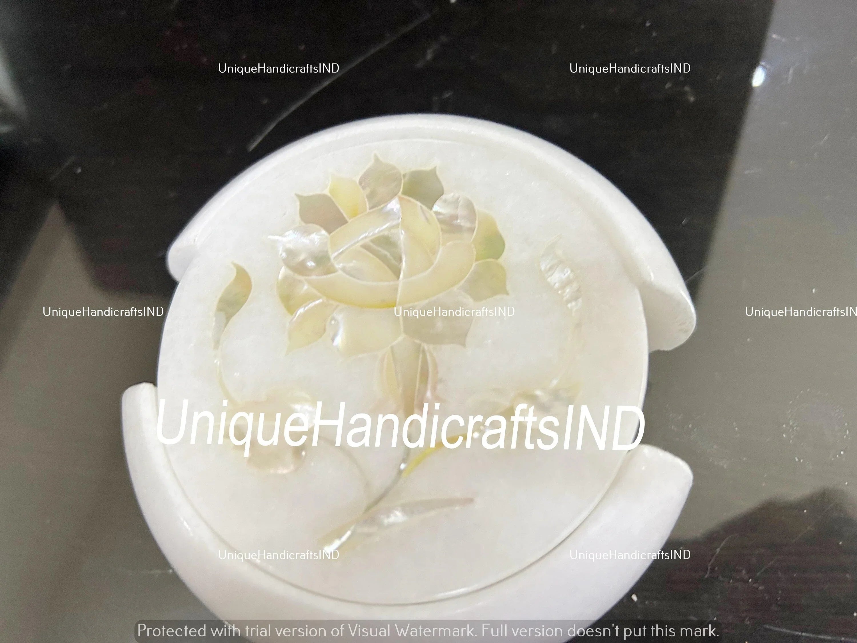 Halloween Sale Mother of Pearl Inlay Coaster set, Engraved Coasters, Custom Marble Coasters, Gift With Mother of pearls Stone Arts Unique Handicrafts IND