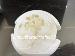 Halloween Sale Mother of Pearl Inlay Coaster set, Engraved Coasters, Custom Marble Coasters, Gift With Mother of pearls Stone Arts Unique Handicrafts IND