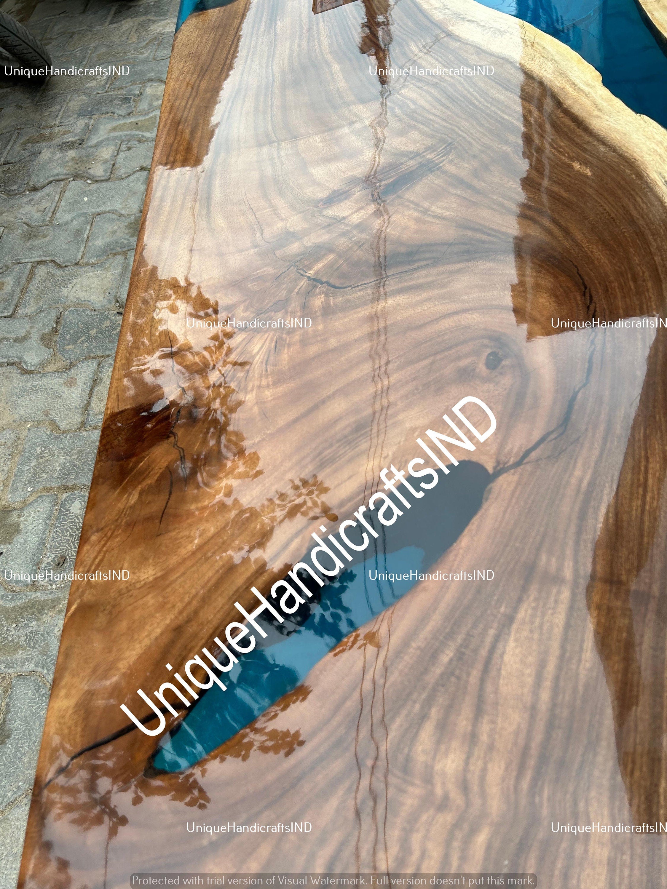 Unique Blue Epoxy Resin Dining Table, Epoxy Counter Top,Resin Coffee Table, Handmade Wooden Furniture, Personalized Room Decor, Gift for dad Unique Handicrafts IND