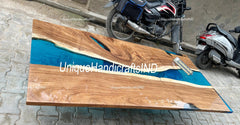Unique Blue Epoxy Resin Dining Table, Epoxy Counter Top,Resin Coffee Table, Handmade Wooden Furniture, Personalized Room Decor, Gift for dad Unique Handicrafts IND