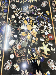 Buy Black Marble Table With Semi Precious Birds & Floral Pietradura Inlay Art Mid Century Modern Kitchen and dining Furniture Unique Handicrafts IND