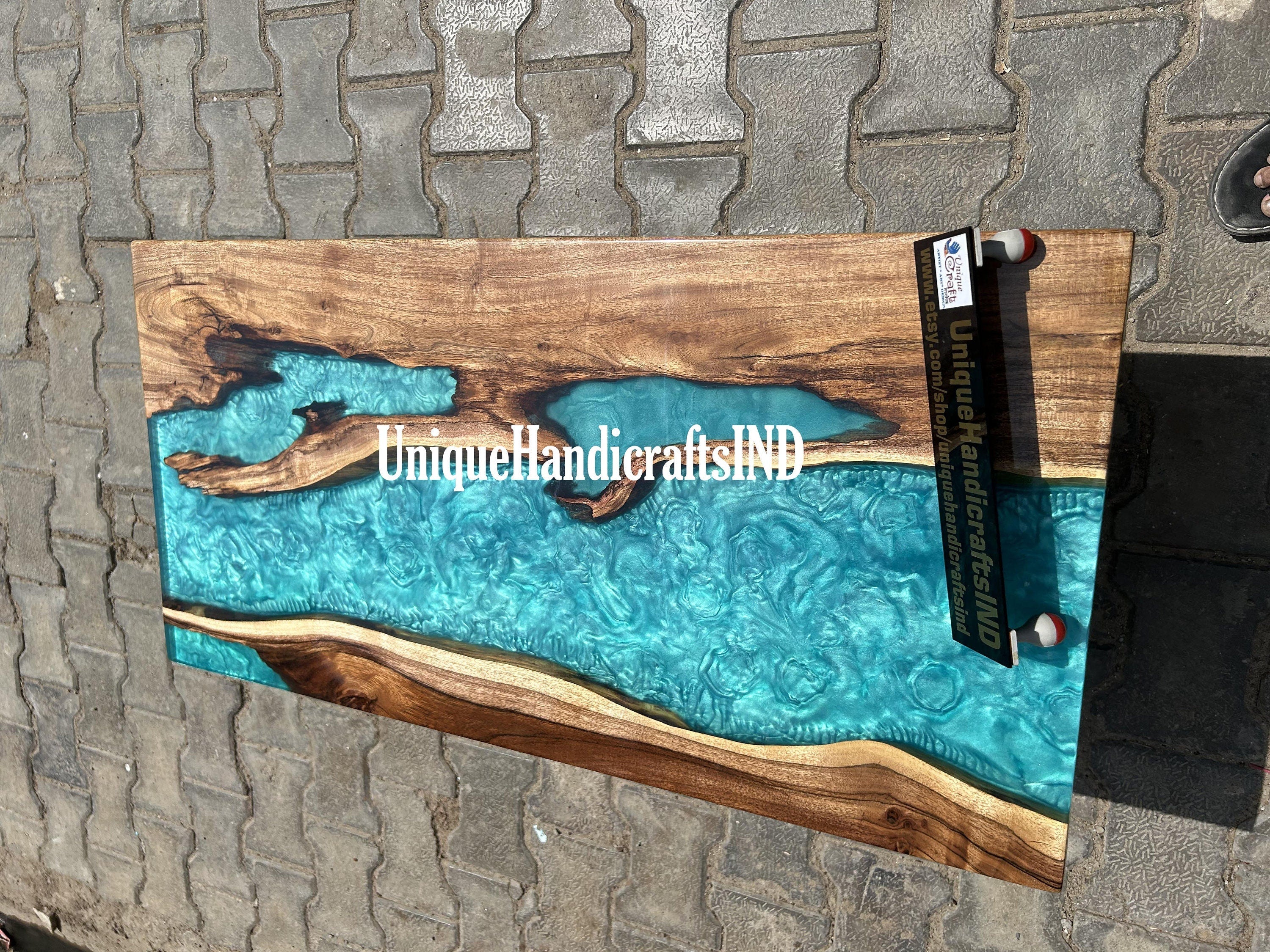 Buy Blue Epoxy Resin Table, Walnut Coffee Table, Live Edge Coffee Table, Wood Coffee Table, Modern Coffee Table mid Century Modern Arts Unique Handicrafts IND