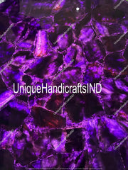 Round Amethyst Gemstone Coffee Table Top Handmade Crystal Healing Gemstone Modern Furniture Quartz Cafeteria Living Room Table Decors Unique Handicrafts IND