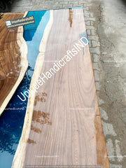Unique Blue Epoxy Resin Dining Table, Epoxy Counter Top,Resin Coffee Table, Handmade Wooden Furniture, Personalized Room Decor, Gift for dad Unique Handicrafts IND