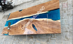 Unique Blue Epoxy Resin Dining Table, Epoxy Counter Top,Resin Coffee Table, Handmade Wooden Furniture, Personalized Room Decor, Gift for dad Unique Handicrafts IND