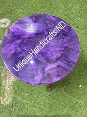 Stunning Round Amethyst Stone Center Sofa Coffee Table Crystal Healing Gemstone Modern Arts Furniture Living Room Decors Unique Handicrafts IND