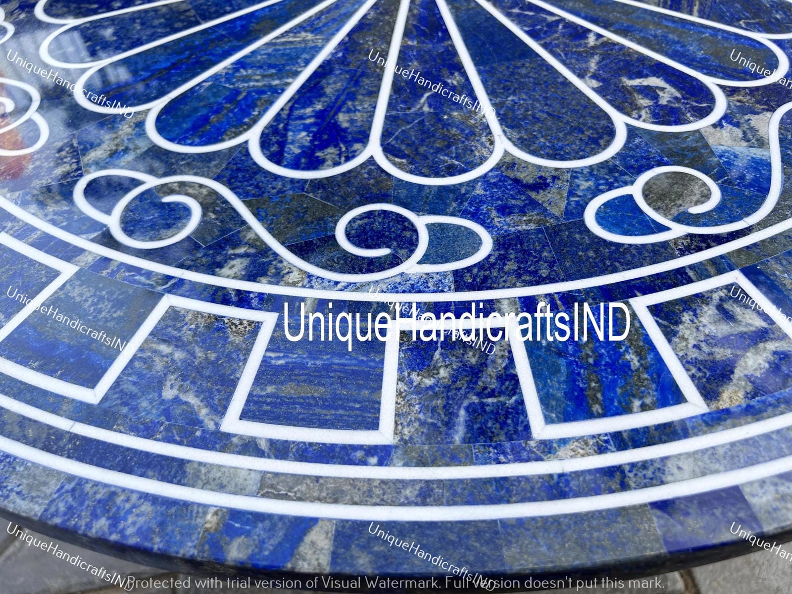 Unique Lapis Lazuli Marble Table Top Handicraft Pietra Dura Work Home Decor Interior Unique Handicrafts IND