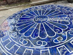 Unique Lapis Lazuli Marble Table Top Handicraft Pietra Dura Work Home Decor Interior Unique Handicrafts IND