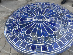 Unique Lapis Lazuli Marble Table Top Handicraft Pietra Dura Work Home Decor Interior Unique Handicrafts IND