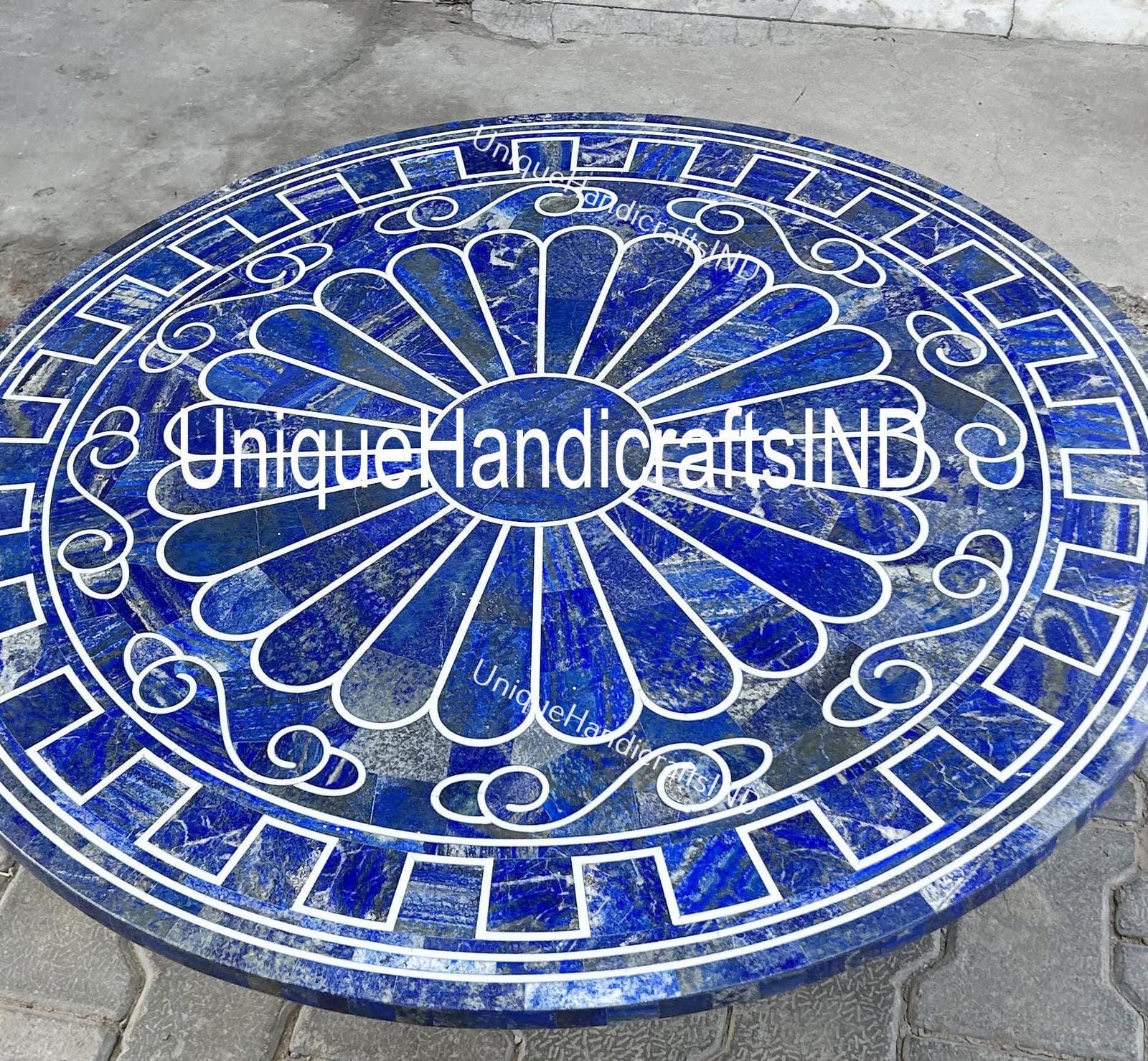 Unique Lapis Lazuli Marble Table Top Handicraft Pietra Dura Work Home Decor Interior Unique Handicrafts IND