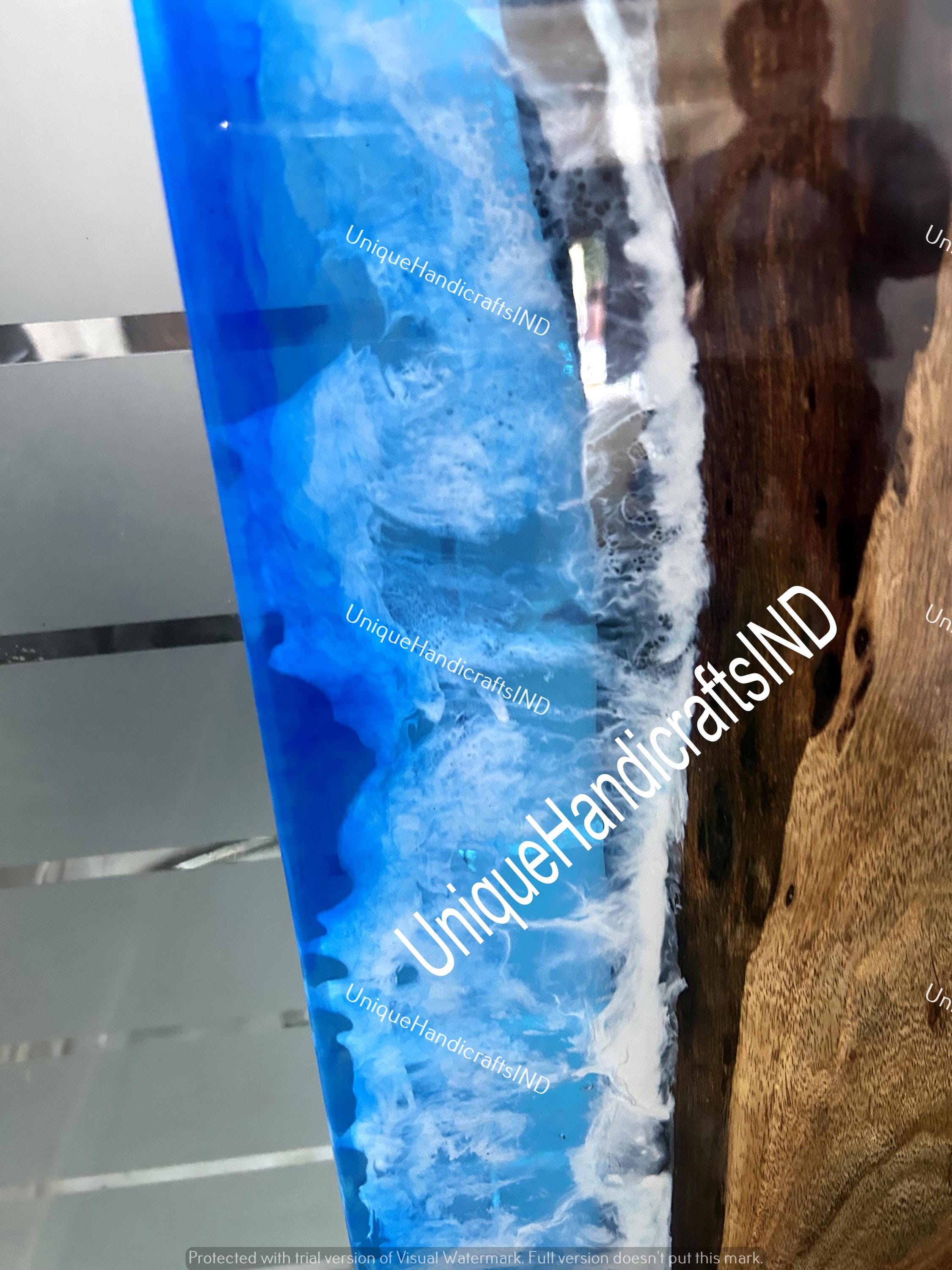 Wall-Mounted Sliding Barn Door, Handmade Ocean Blue Epoxy Resin Door, Barn Door ,Epoxy Barn Door ,Live Edge Resin Door, Custom Hanging Door Unique Handicrafts IND