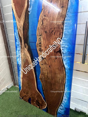 Wall-Mounted Sliding Barn Door, Handmade Ocean Blue Epoxy Resin Door, Barn Door ,Epoxy Barn Door ,Live Edge Resin Door, Custom Hanging Door Unique Handicrafts IND