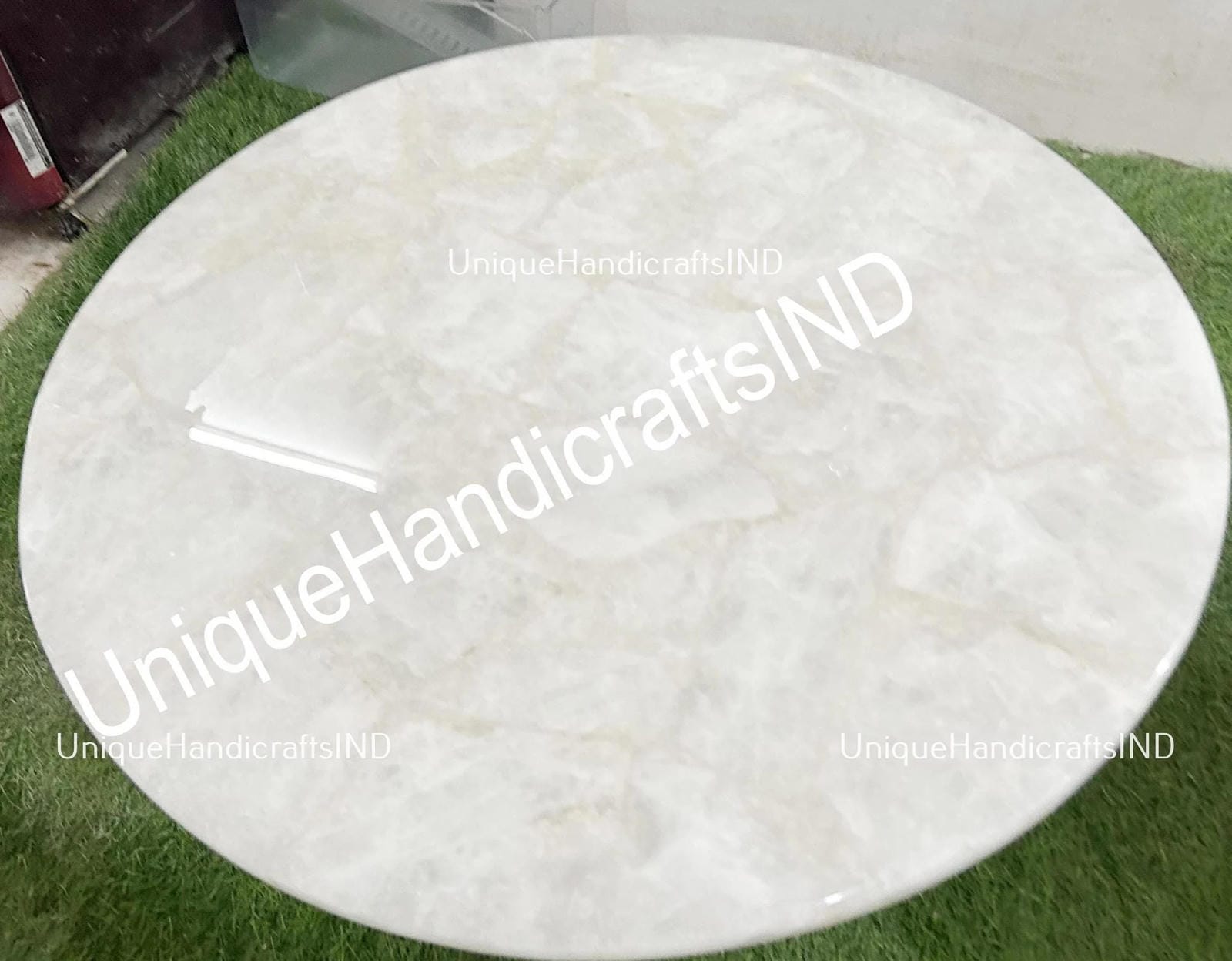elegant table Illuminate White quartz Round Center Table Top, Natural Quartz Table Top Unique Mid Century Furniture Unique Handicrafts IND