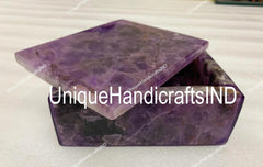 Buy Purple Amethyst Gemstone Jewelry Box | Large real Stone box | Memories | Healing | Rare find | fur family | Ashes |rest in peace Unique Handicrafts IND