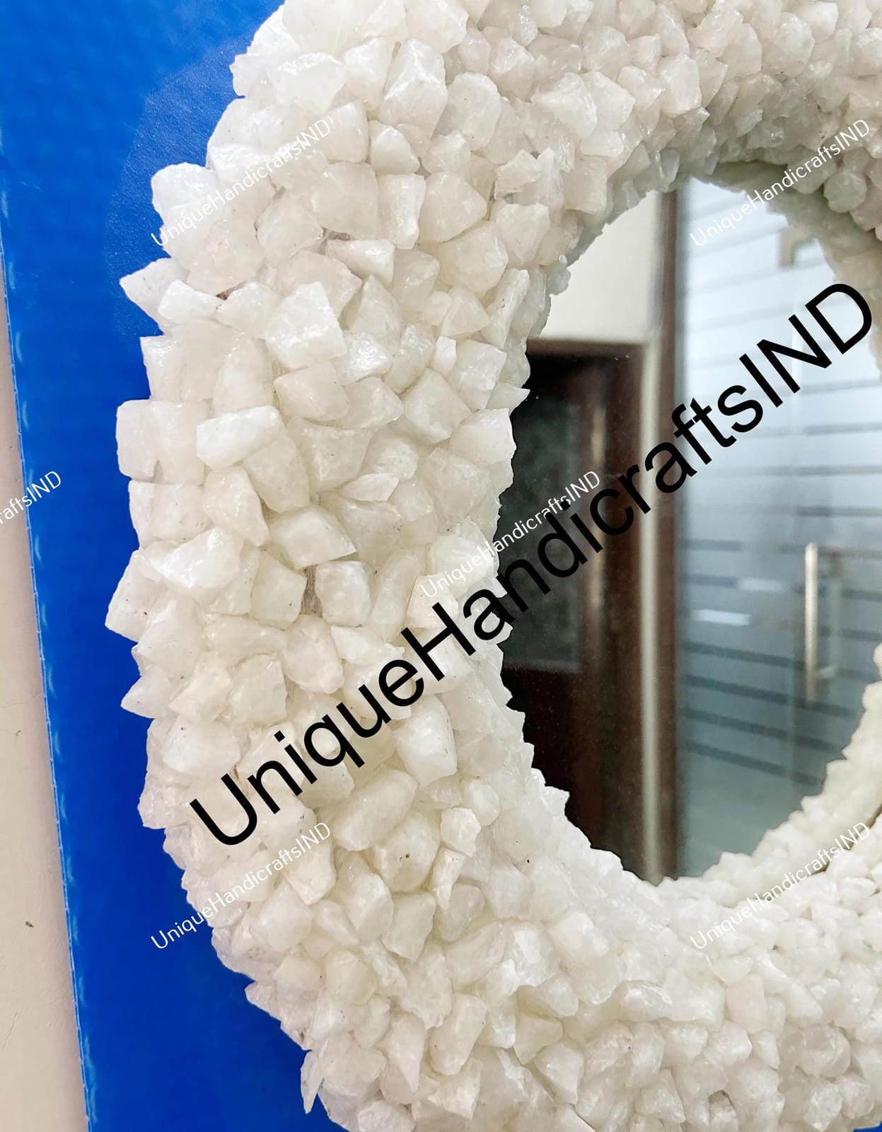 Antique Crystal Mirror, Stone Wall Hanging mirror, Quartz Wall Mirror, Bathroom Wash basin Decorative Mirror, Design mirror Unique Handicrafts IND