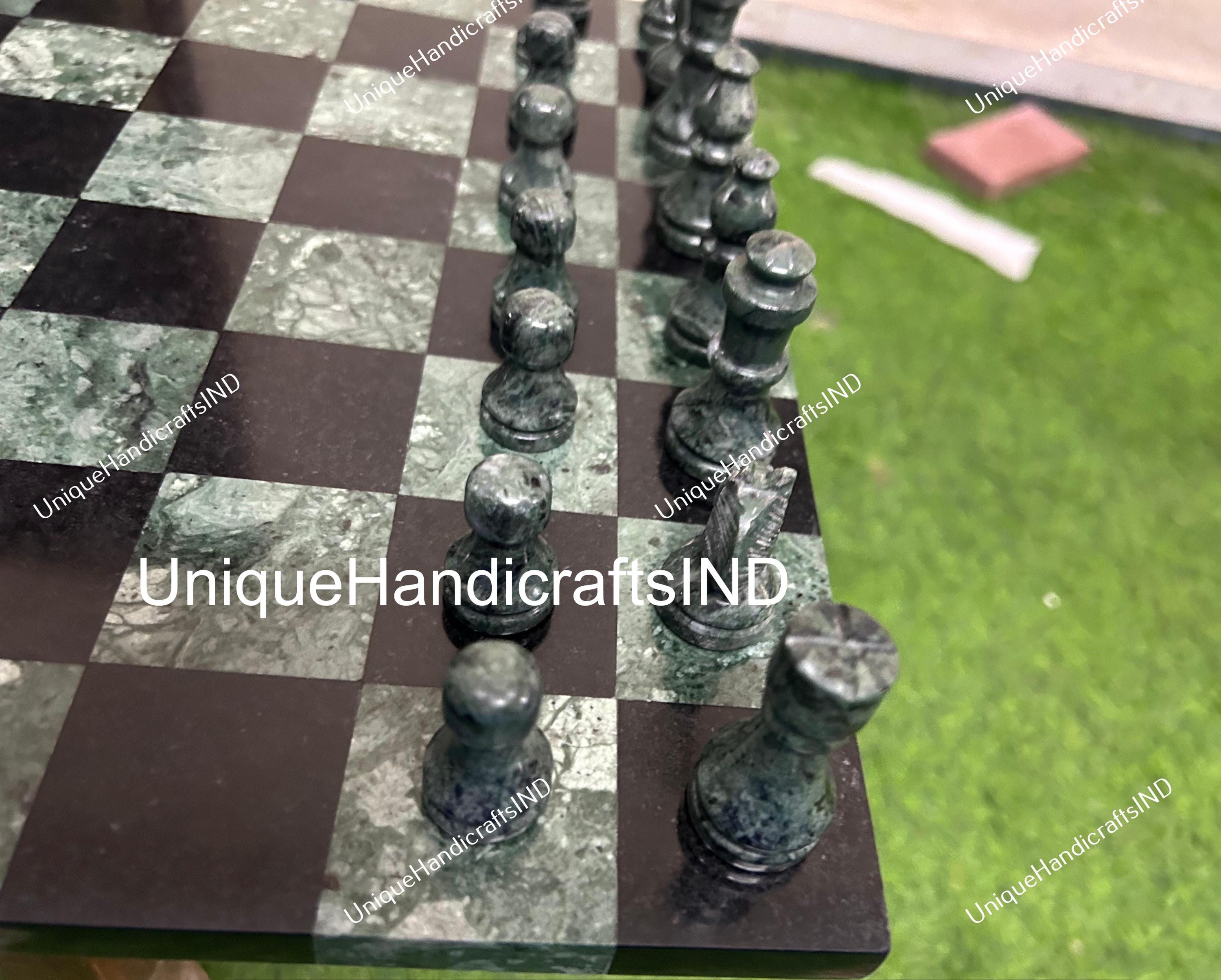 Christmas Gifts Buy Premium Personalized Vip Chess Pieces with Chess Set, Green & Black Chess Set For Adults, Chess Boards, Chess Sets, Unique Handicrafts IND