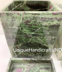 Purple & Green Aventurine Stone Bathroom Set of 3 pcs / Bathroom Accessories / Bathroom decor /bathroom Set Ruby-in-Zoisite and Purple Agate Unique Handicrafts IND