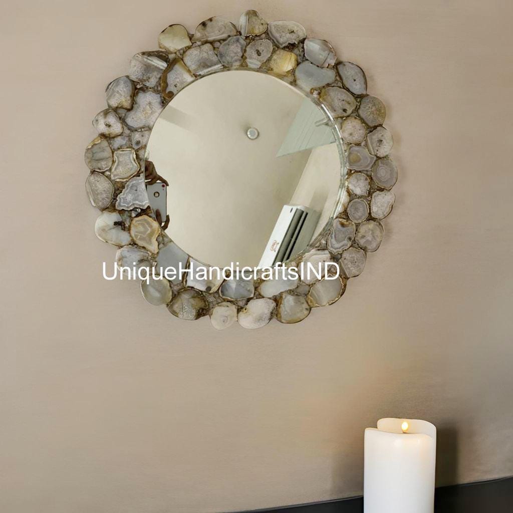 Agate Mirror / handmade natural stone exclusive mirrors for living room decor, bathroom decor,kitchen decor Unique Handicrafts IND