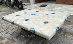 Semi Precious Stone Table/ Mid Century Modern Quartz Countertop Table, Natural Agate Dining Table Top, Agate Coffee And Console Table Unique Handicrafts IND