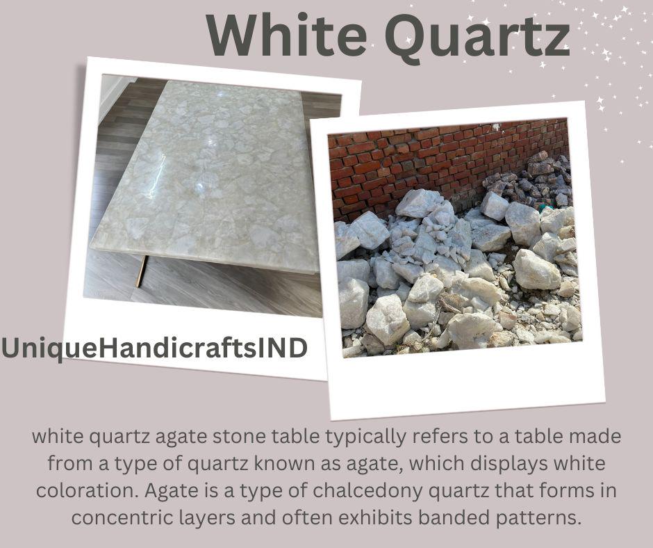 Semi Precious Stone Table/ Mid Century Modern Quartz Countertop Table, Natural Agate Dining Table Top, Agate Coffee And Console Table Unique Handicrafts IND