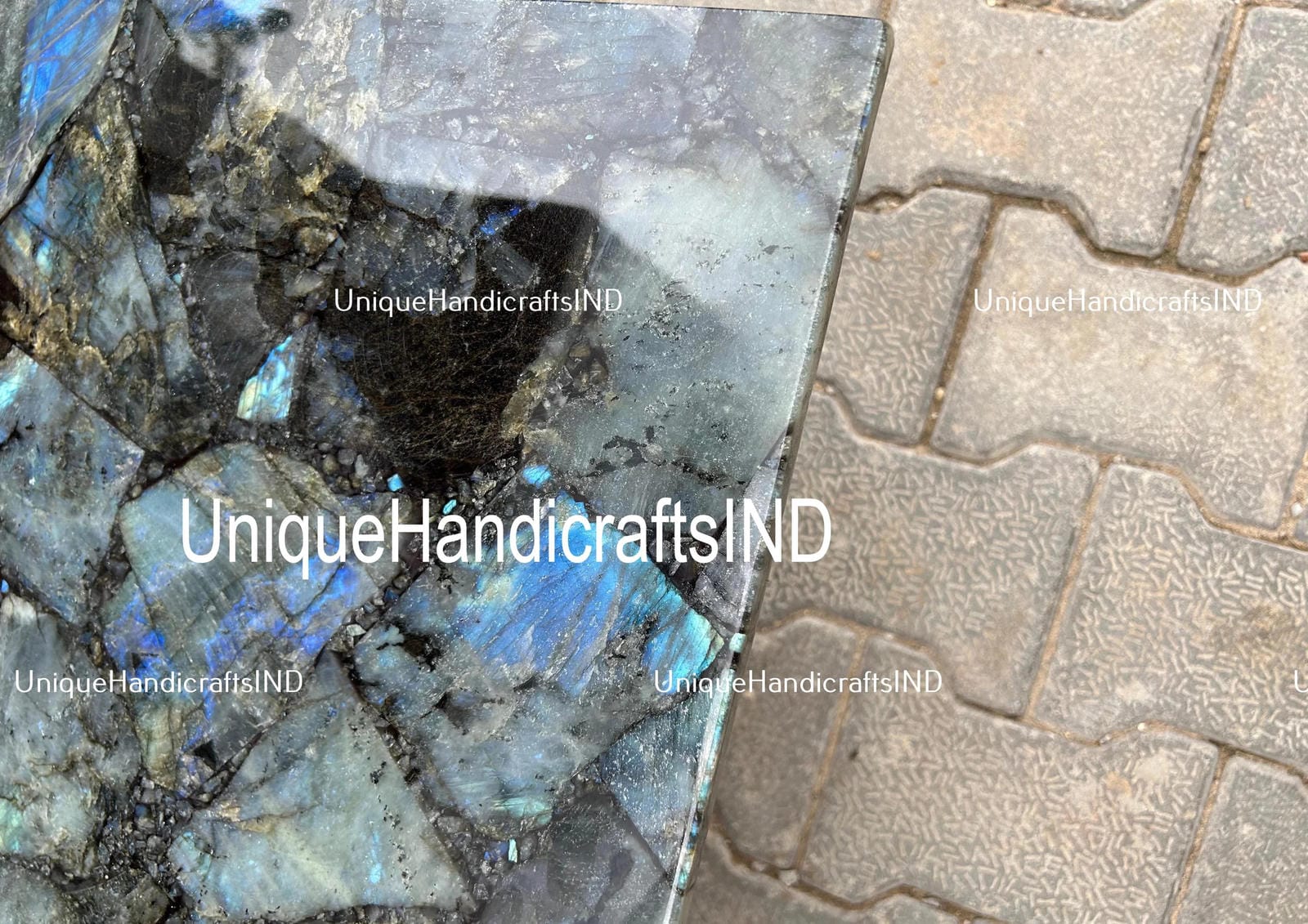 Labradorite Slab Furniture | Luxury Gemstone Table | Unique Natural Stone Decor Unique Handicrafts IND