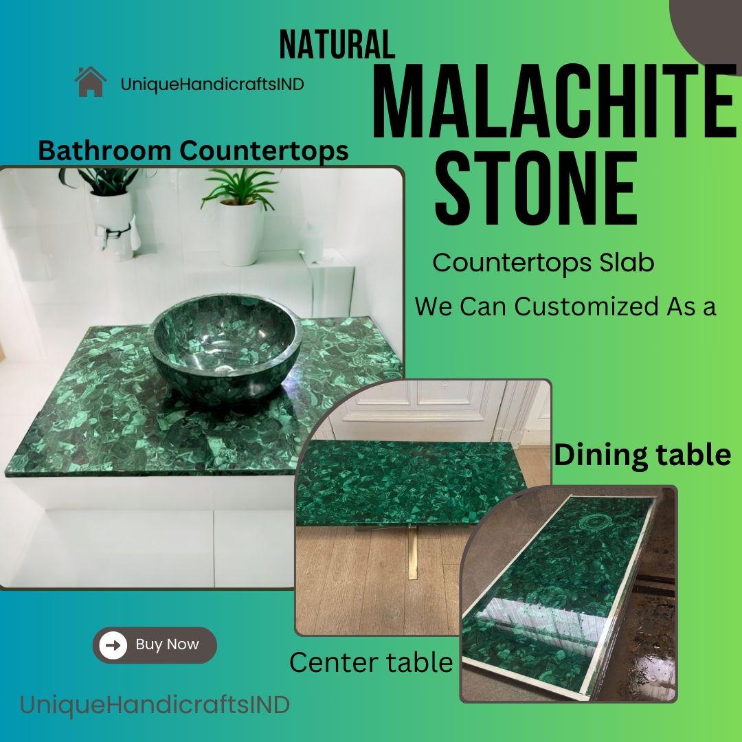 Modern Malachite Table | Malachite Table Top | Luxury Green Stone Furniture | Unique Gemstone Accent Table Slabs Unique Handicrafts IND