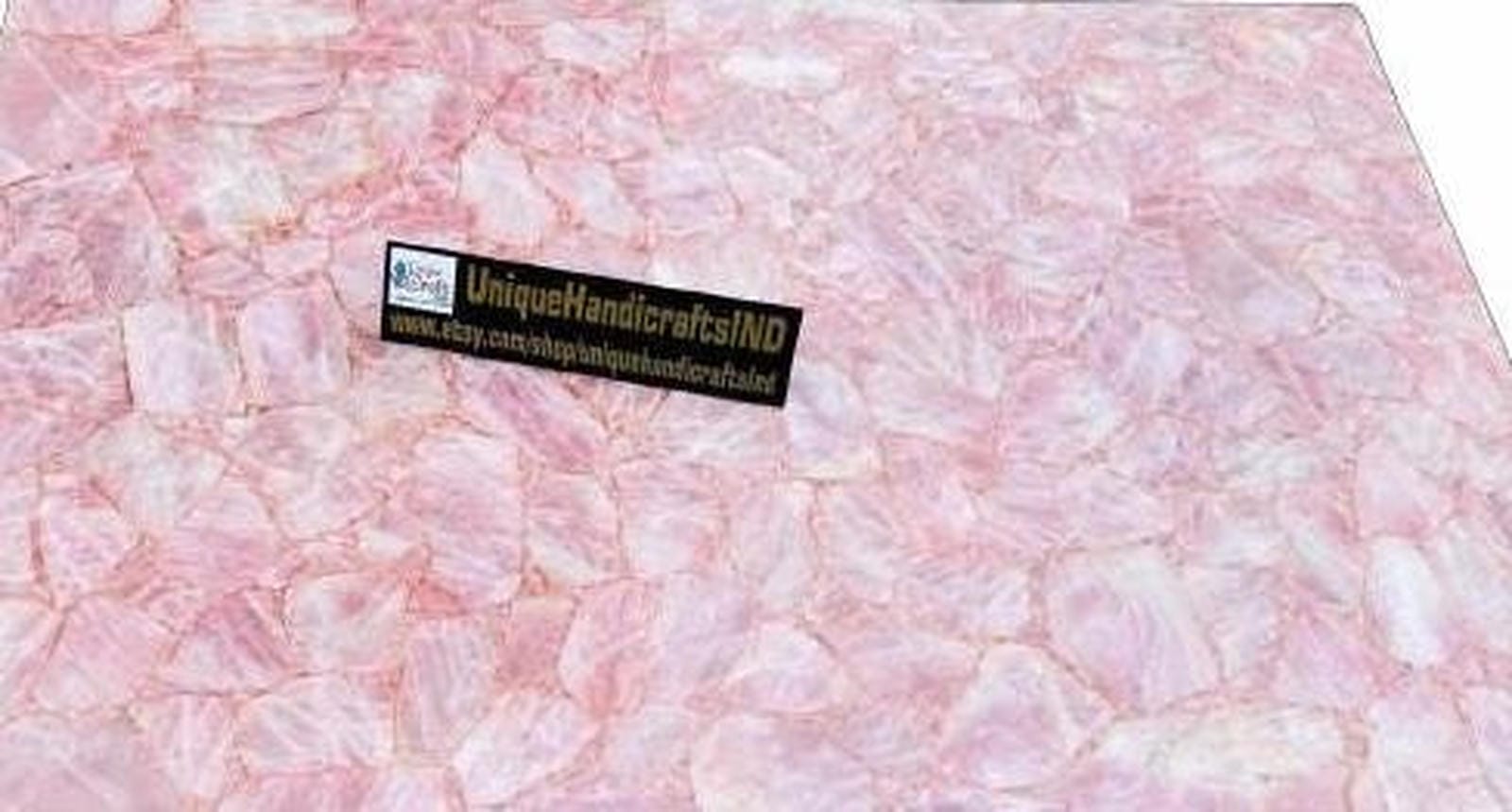 Pink Rose Quartz Agate Table Top, Stone Dining Table, Agate Console Table, Pink Agate Dining Table, Agate Dining Table, Quartz Countertops Unique Handicrafts IND