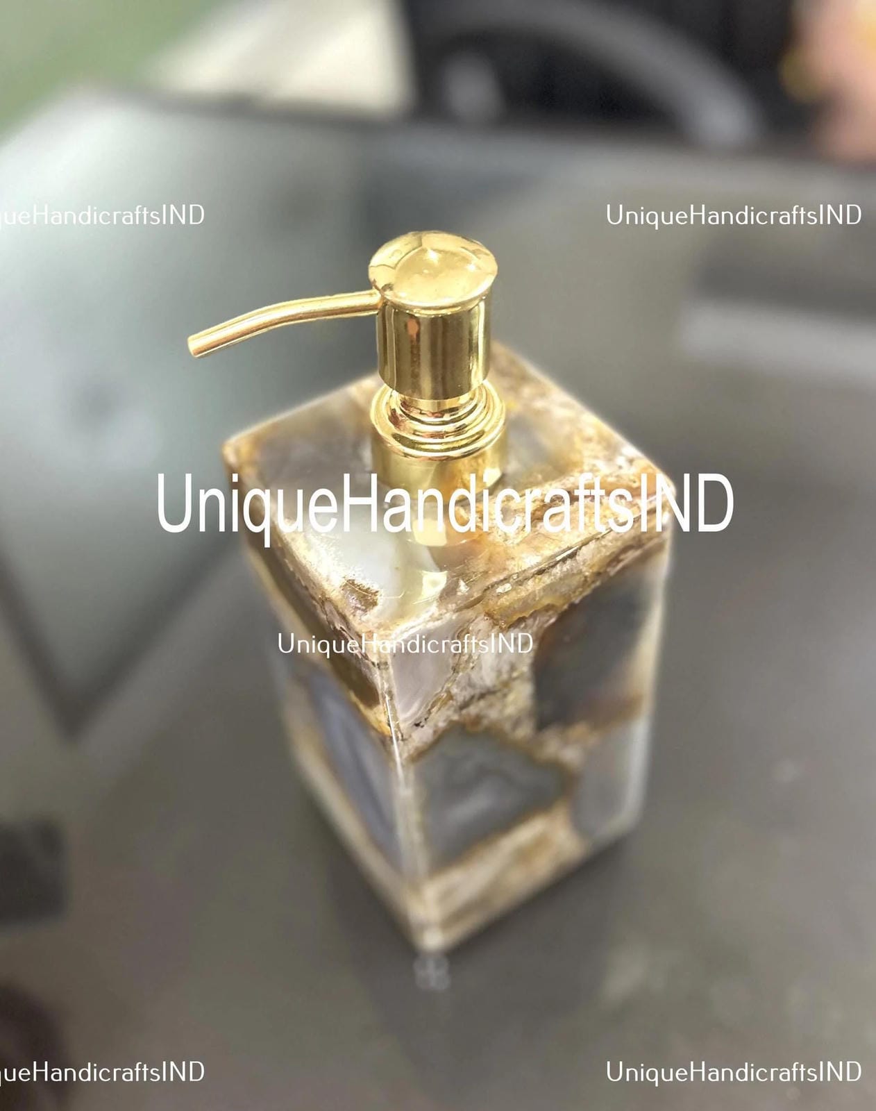 Stone Soap Dispenser | Handcrafted Liquid Dispenser | Shampoo, Lotion, Handwash Holder | Elegant Home Décor & Bath Accessories Unique Handicrafts IND