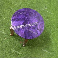 Stunning Round Amethyst Stone Center Sofa Coffee Table Crystal Healing Gemstone Modern Arts Furniture Living Room Decors Unique Handicrafts IND