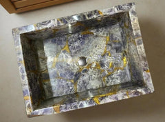 Wash Basin, Marble Sink, Bathroom Sink Basin, Natural Amethyst Agate Stone Sink, luxury design bathroom Decor Interior Unique Handicrafts IND