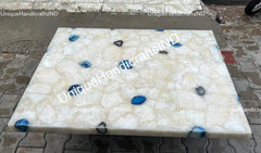 Semi Precious Stone Table/ Mid Century Modern Quartz Countertop Table, Natural Agate Dining Table Top, Agate Coffee And Console Table Unique Handicrafts IND