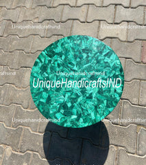 Green Marble Round Coffee Table Top, Stone Table, Luxury Stone Centerpiece Table, Home Decor Statement Piece, Gemstone Accent Furniture Unique Handicrafts IND