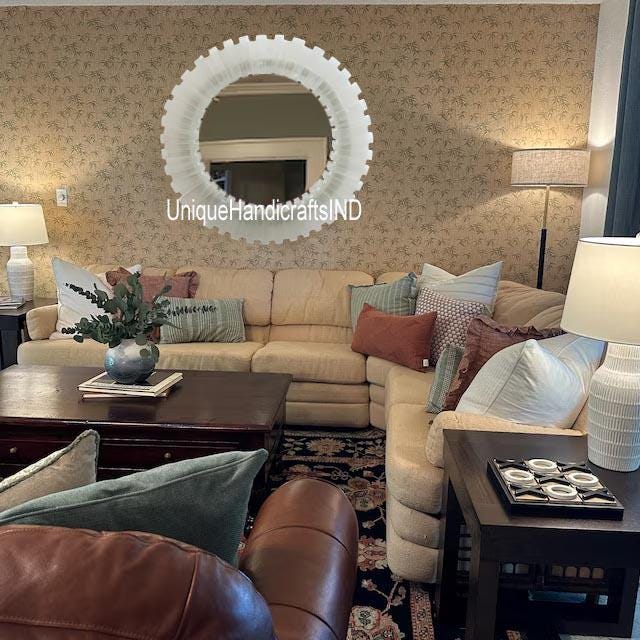 Luxury Wall Mirror | Selenite Mirror | Elegant Makeup & Vanity Design | High Quality Wavy Reflection Decor Unique Handicrafts IND